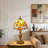 Vintage Tiffany Dragonfly Table Lamp, Stained Glass Shade & Antique Bronze Resin Base, E26 Warm Light Bulb Included
