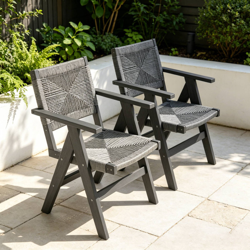 Ensemble de 2 chaises de salle à manger toutes saisons convenant aux dîners de jardin et aux espaces de repas extérieurs polyvalents