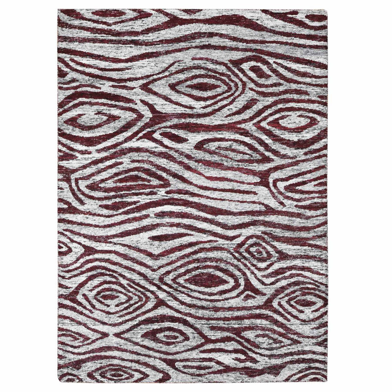 9'x11'7'' Ivory Man Made Silk Hand Knotted Tree Bark Design and Natural Abrash Oriental Rug F06F81EEBDB3457FA1B25E7A48098E54