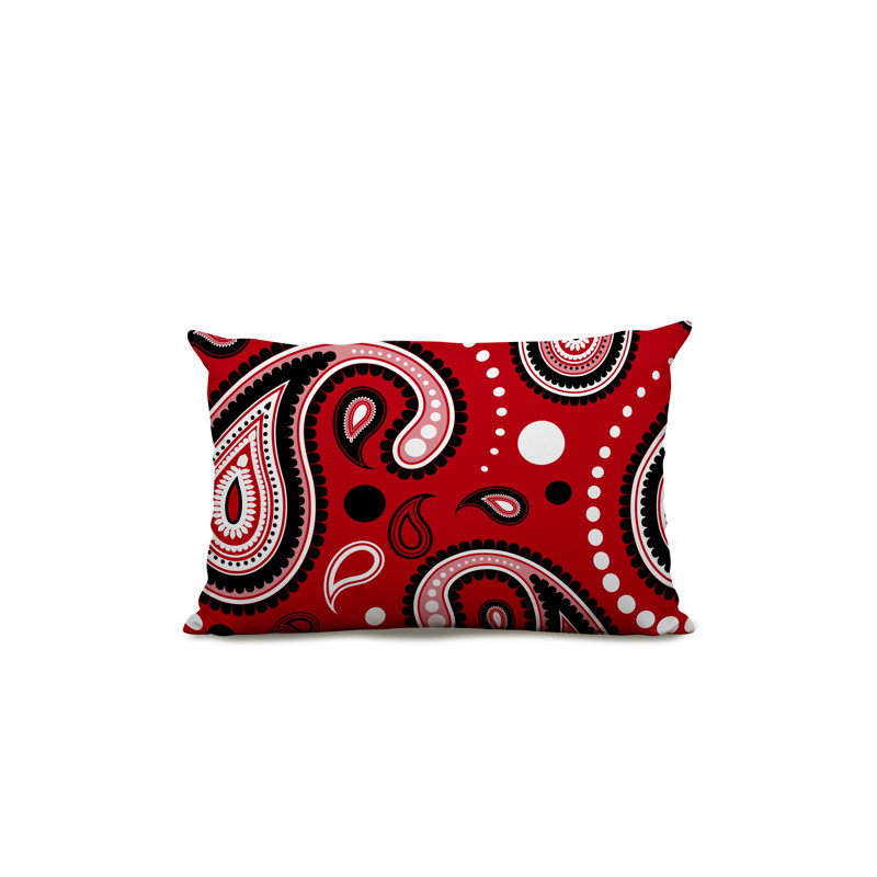 Paisley Outdoor Reversible Throw Pillow, Red