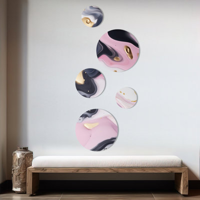 Pink and Gold Inner Worlds of Marble V - Abstract Marble Metal Wall Décor