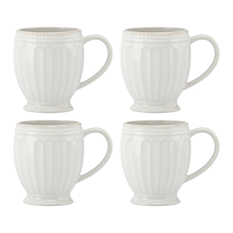 French Perle Groove Mugs, Set Of 4
