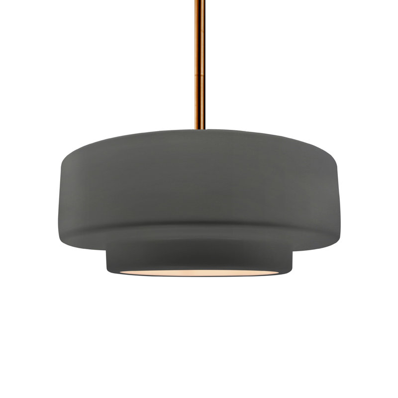Luminaire suspendu à 1 lumière Meydan, Gris brillant, H 5,25 po x l 14,5 po x P 14,5 po, Laiton brossé