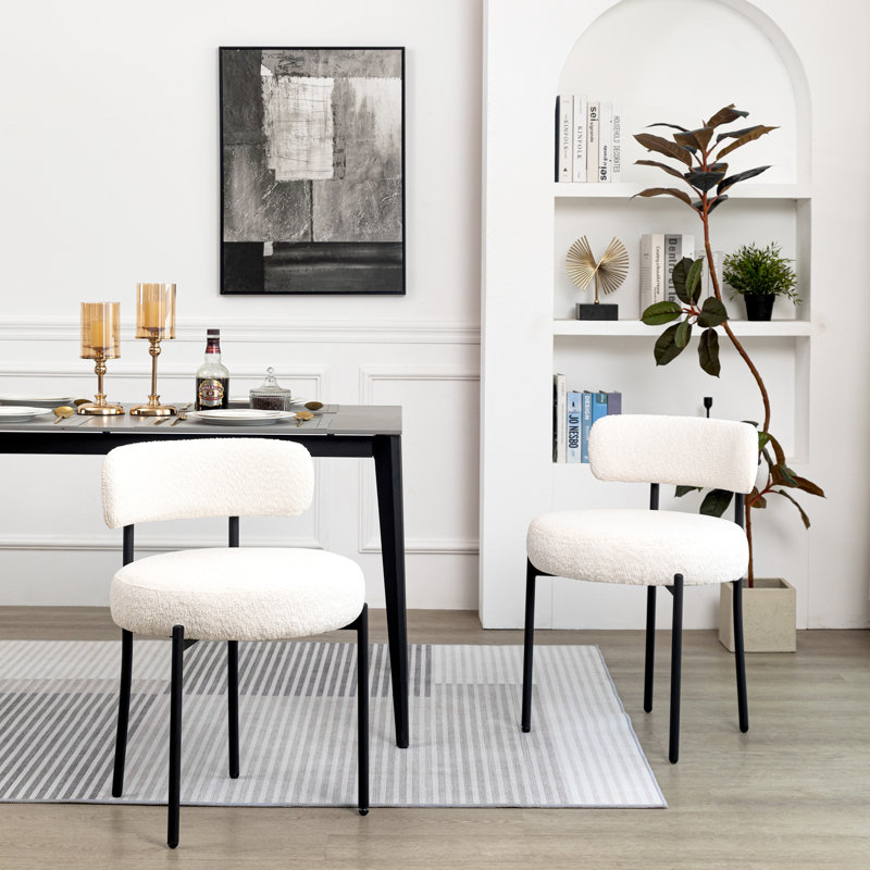 Neshaun 75.95cm H Upholstered Metal Side Chair, White