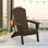 Chaise Adirondack pliante, texture bois, porte-gobelet, PEHD toutes saisons pour bord de piscine / pelouse, café