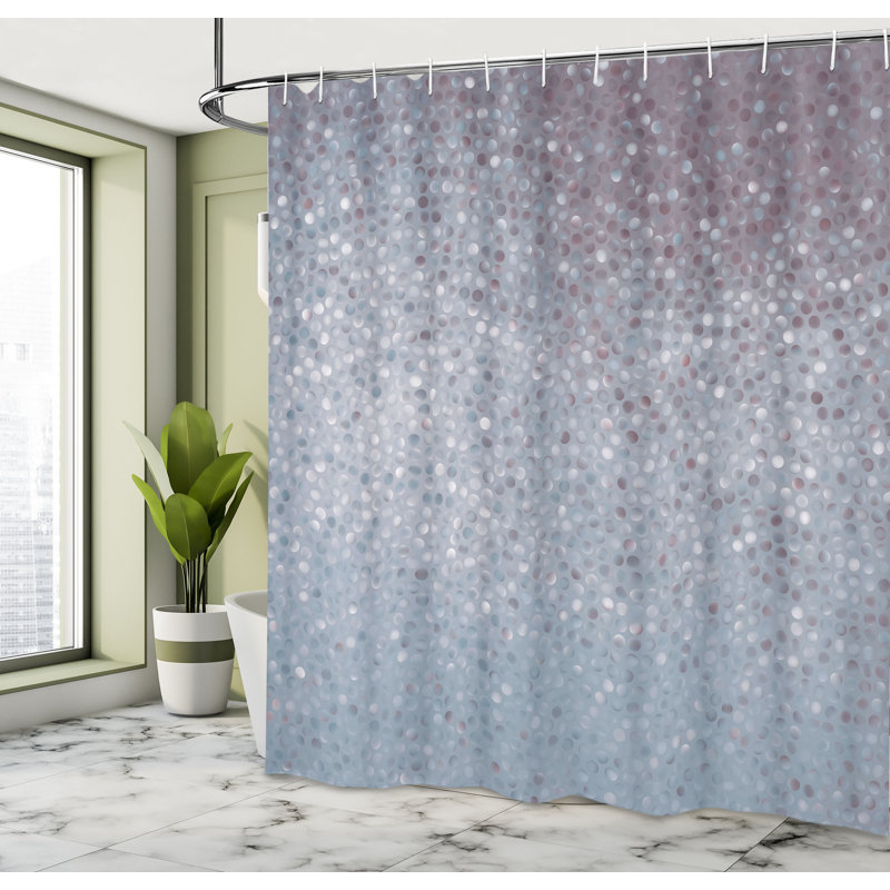 Ensemble de rideau de douche + crochets, H 69 po x l 75 po, Bleu gris