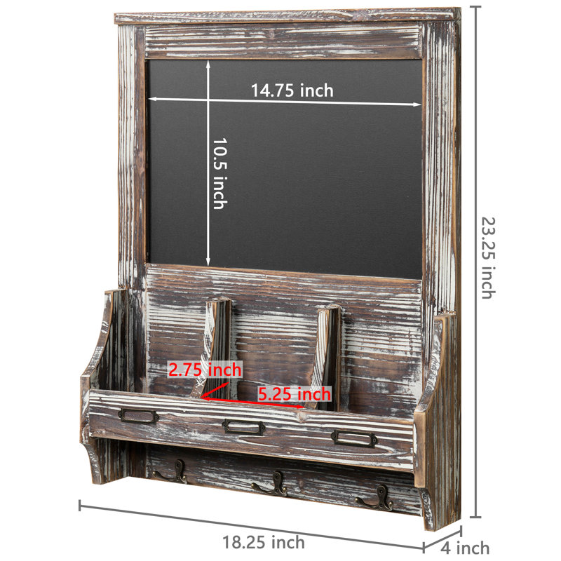 Wall Chalkboard with Mail Storage Key Hook