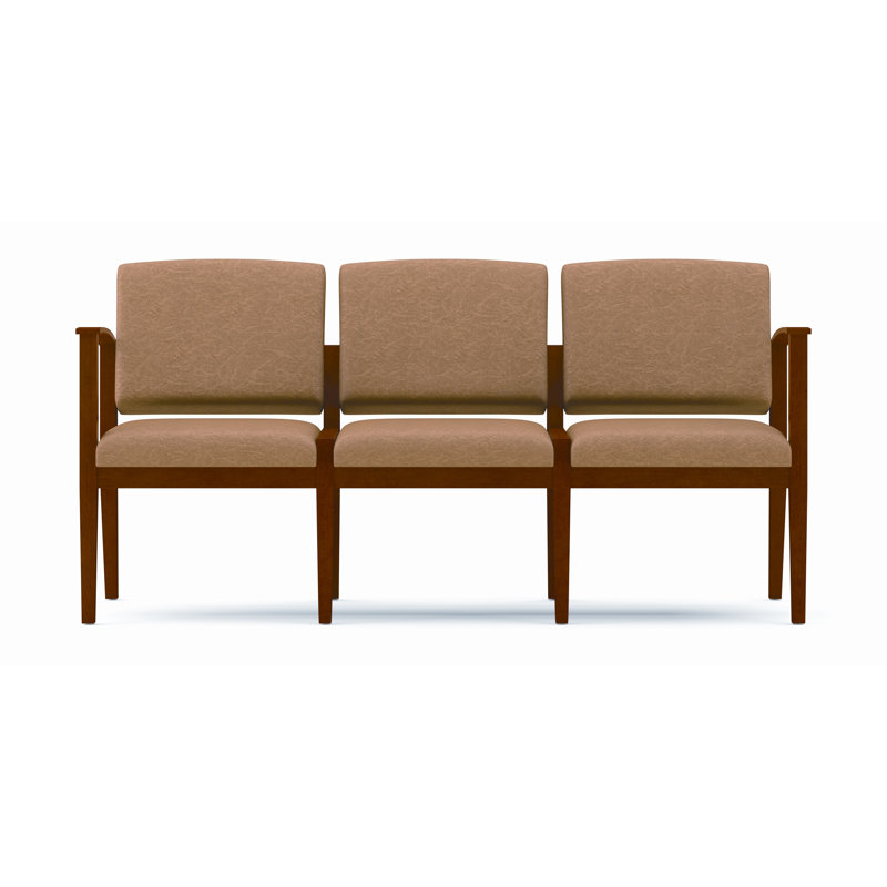 Siège tandem 3 places Amherst, Noyer, Noir Patriot Plus - Vinyle lavable au chiffon