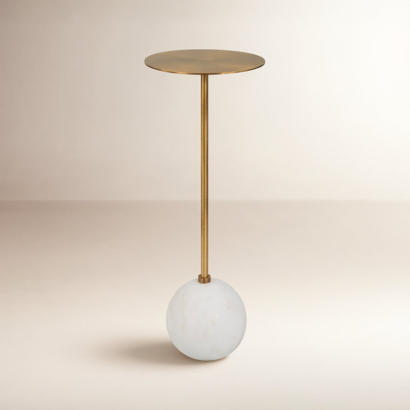 Chaniece End Table, Brushed Brass/White
