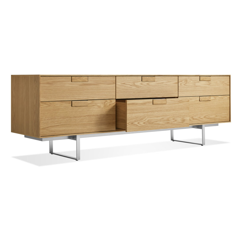 Series 11 Media Console, White Oak/Stainless Steel