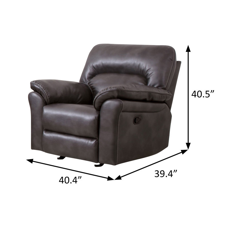 40.4" W Transitional Glider Recliner, Dark Gray Leatherette
