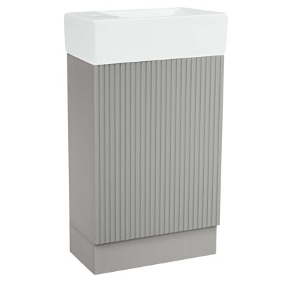 Meuble-lavabo de 18,6 po avec lavabo et tablette à deux niveaux, orientable à gauche ou à droite pour un rangement efficace