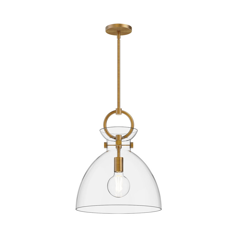 Tinka 1 - Light Single Pendant, Aged Gold, 17.13" H x 14" W x 14" D, Clear