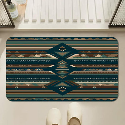 Petit tapis de bain antidérapant de style sud-ouest, tapis de salle de bain amérindien Aztec, tapis de douche à motif géométrique Navajo Tribal