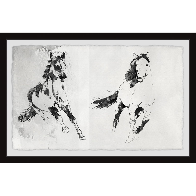 Reproduction d’art encadrée « chevaux en cours » Aquinnah, H 30 po x l 45 po x P 1,5 po