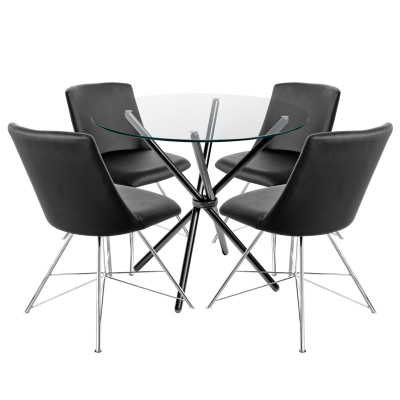 Pollak 4 - Person Dining Set, Black
