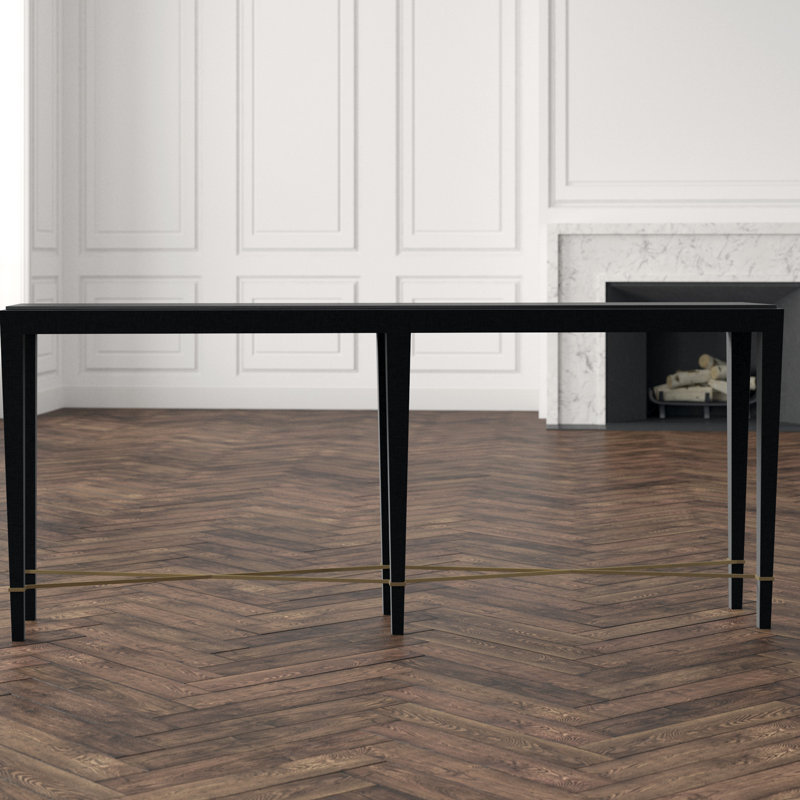 Verona 76'' W Solid Wood Console Table, Black Lacquered Linen