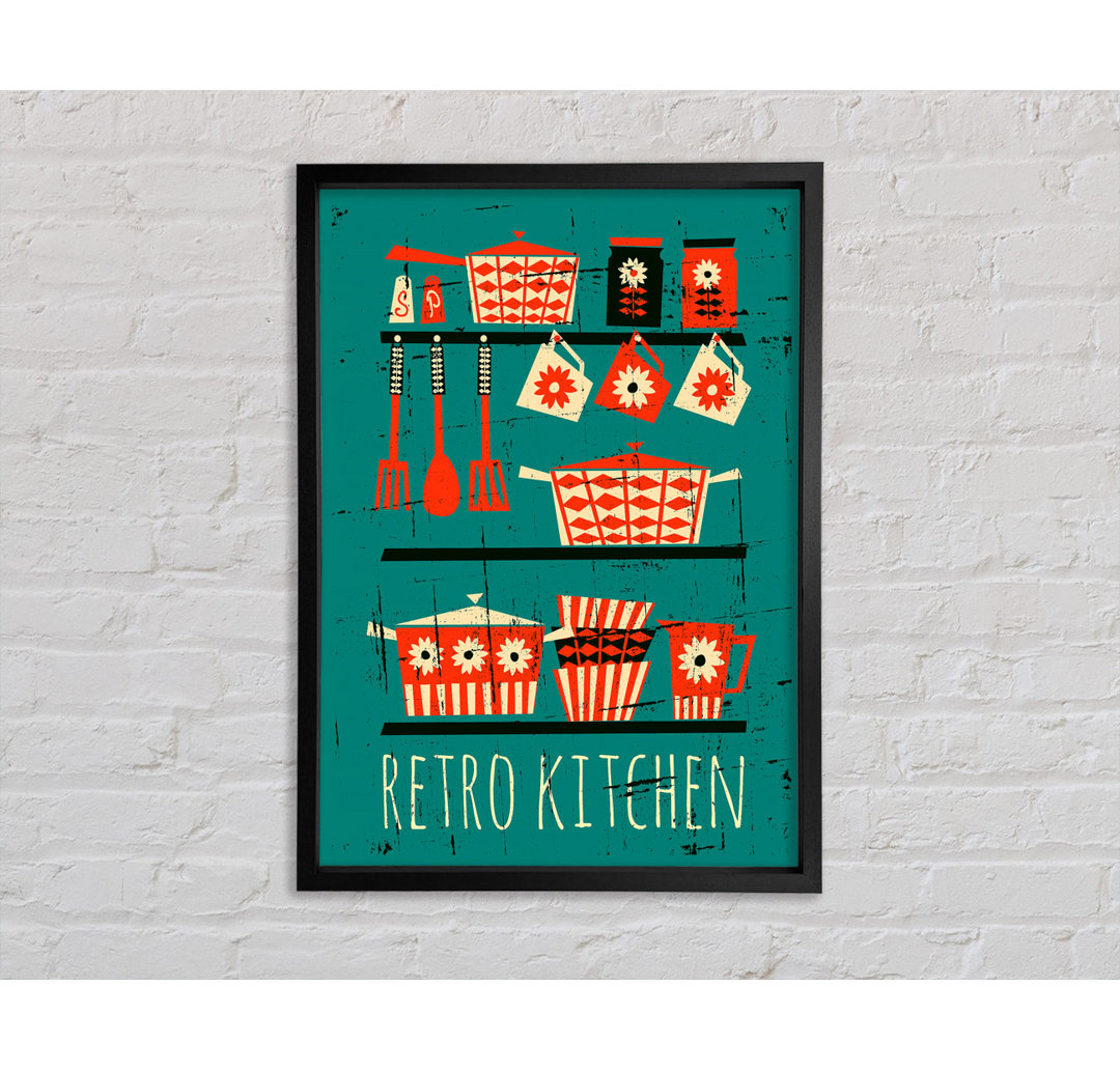 Retro Kitchen 2 - Einzelner Bilderrahmen Kunstdrucke auf Leinwand