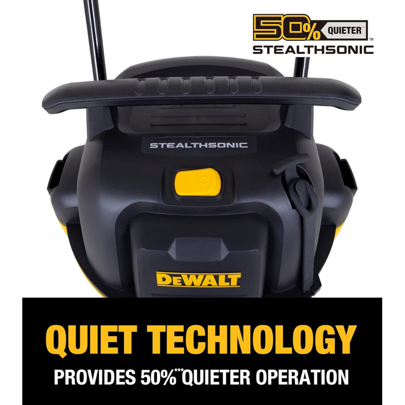 DEWALT 16 Gallon STEALTHSONIC Poly Wet/Dry Vacuum, DXV16P-QTA Noise Reduction Vac, Heavy Duty Shop Vacuum for Jobsite/Workshop, Reduce Motor Noise, Yellow