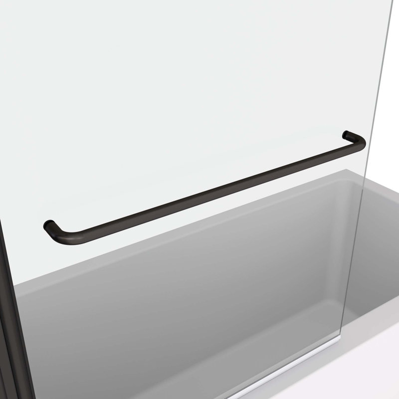 Pare-baignoire pivotant avec verre trempé de 1/4 po et barre à serviettes, Noir, noir, noir, noir
