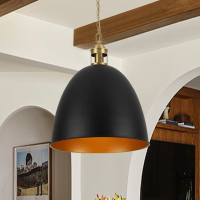 Luminaire suspendu en forme de dôme à 1 bord Vintage