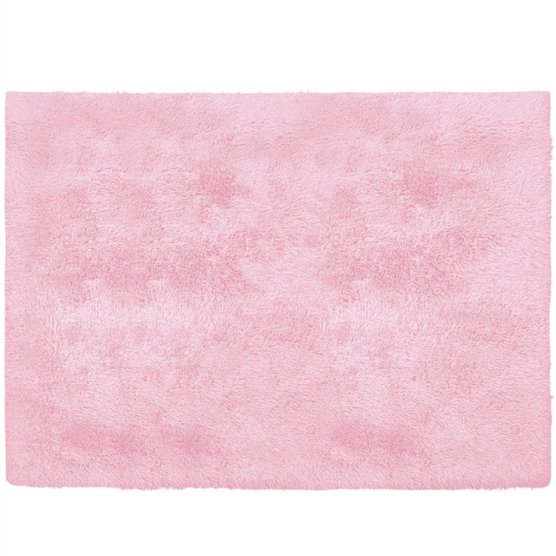 Tapis rose tissé à la main, Rectangle 5 pi x 7 pi