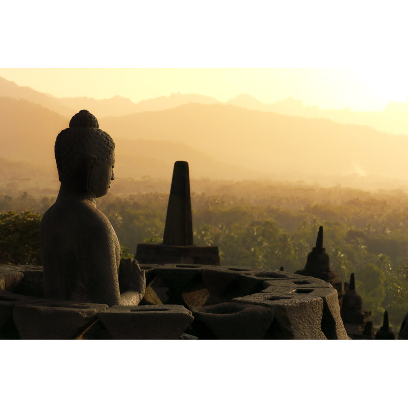 Buddha Statue - Wrapped Canvas Print, 20cm H x 30cm W x 3.8cm D