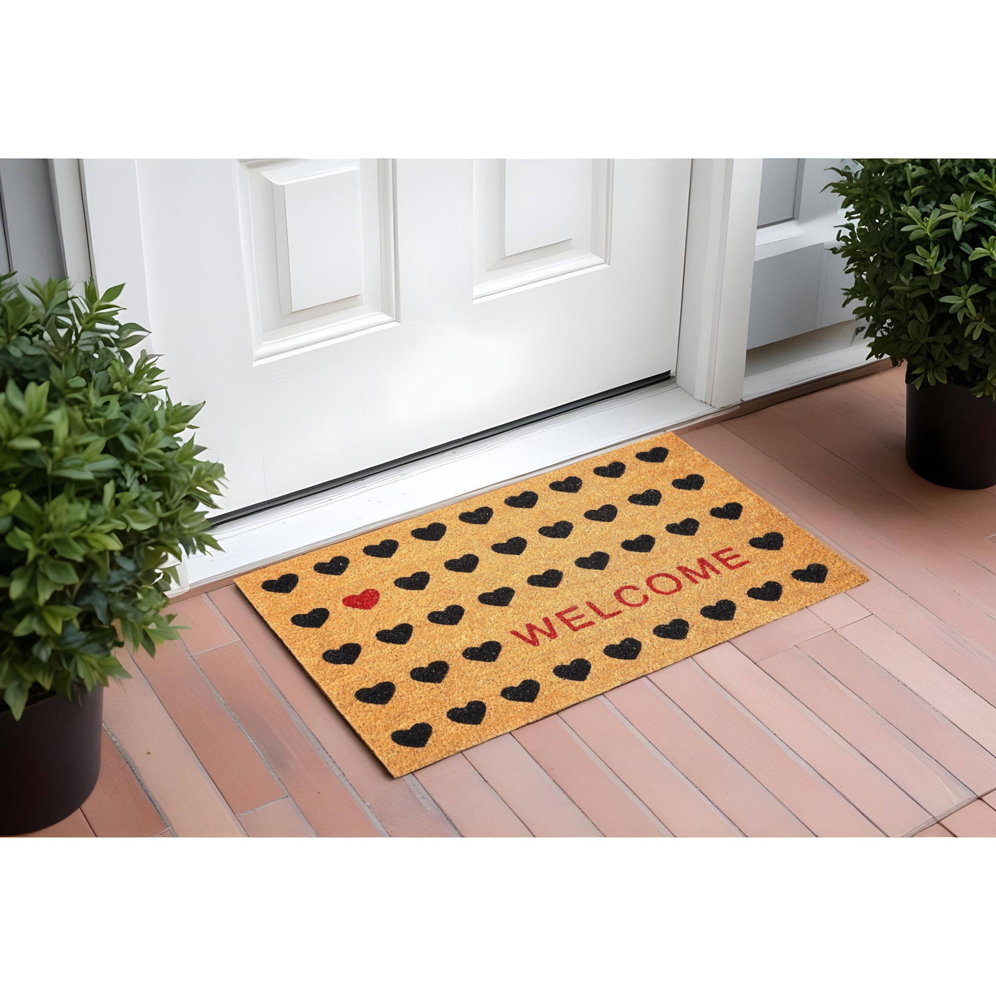 Heart Welcome Indoor Outdoor Doo Mat, 17" W x 29" L