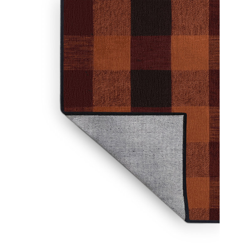 Tapis damier noir lavable à la machine, Rond 3 pi