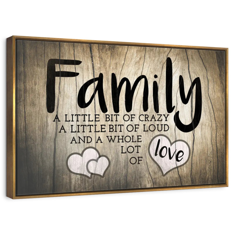 Plaque murale "Family Love", Cadre flottant doré, 13 po x 9 po