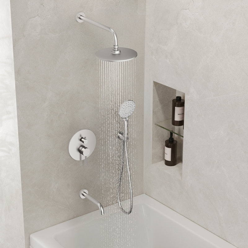 Ensemble de douchette TubandShower, tête de douche à pluie de 9 po avec douchette à 3 réglages, Nickel brossé