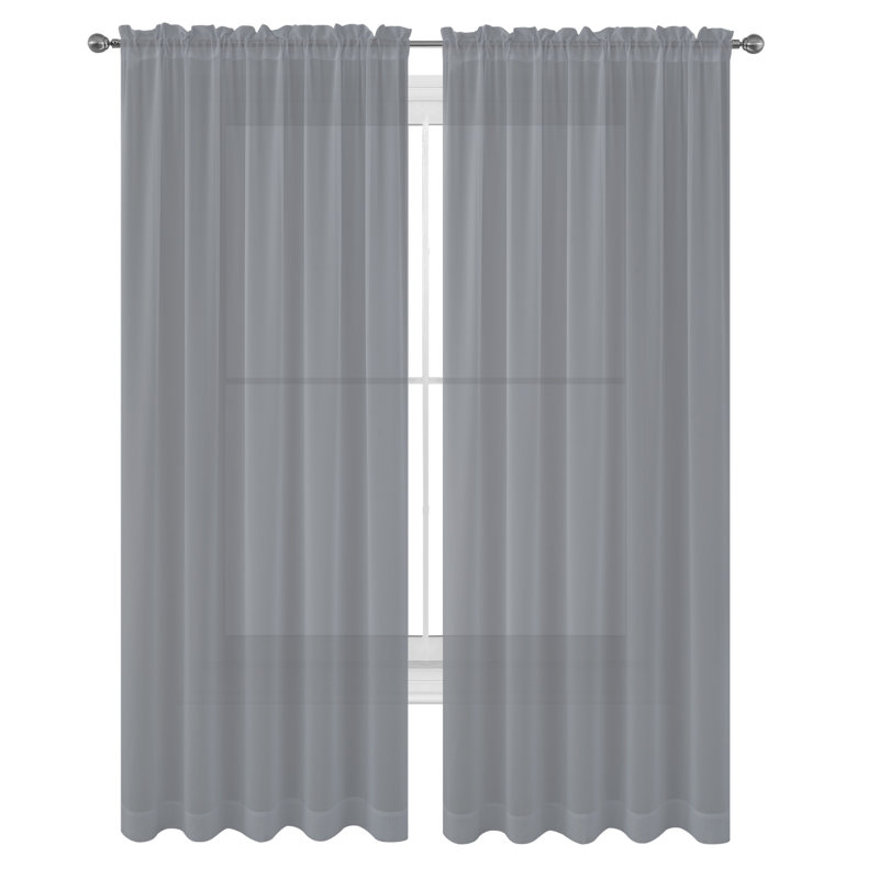 Godbey Sheer Curtain Pair, 57" W x 63" L, Gray