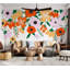 Adhésif mural pelez et collez - fleur abstraite orange-1395632727