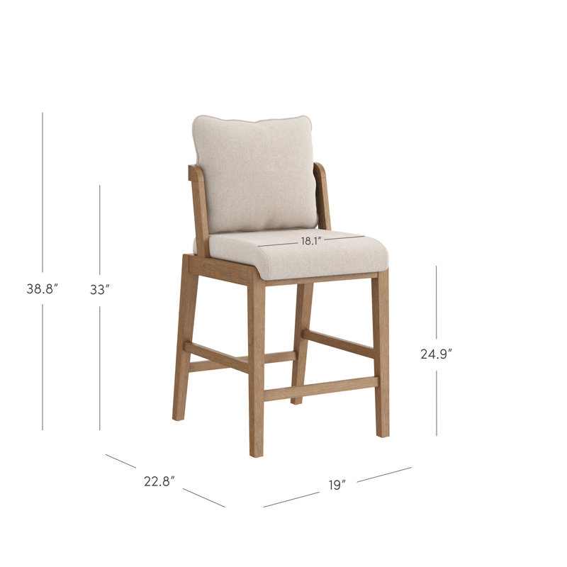 2-Pack Upholstered Bar Stool With Backrest Pillow