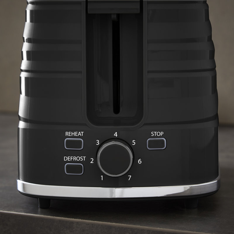 Swan, 2 Slice Symphony Toaster, High Gloss and Matt Finish, 930 Watt, Plastic, Black