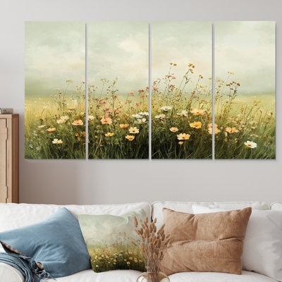 Picarsic - Wildflowers Wall Art - ensemble d'art mural traditionnel 4 pièces