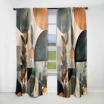 Green And Brown Artistic Liberation II - Traditional Velvet Curtain - Room Darkening - 1 panel
