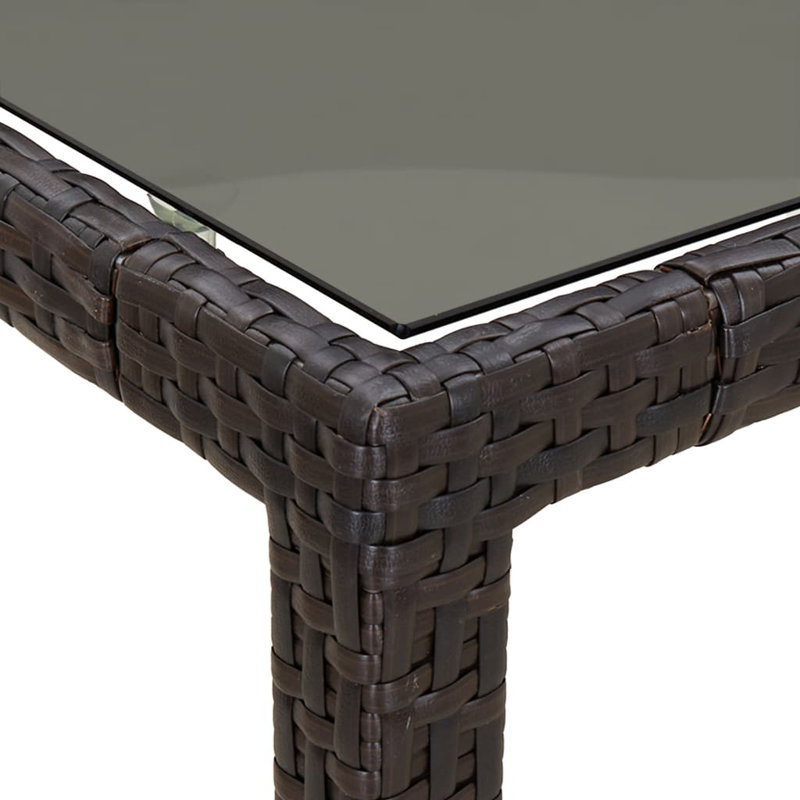 Table de patio en verre trempé et poly rotin Latitude Run®, Brun, H 29,5 po x l 39,4 po x L 98,4 po