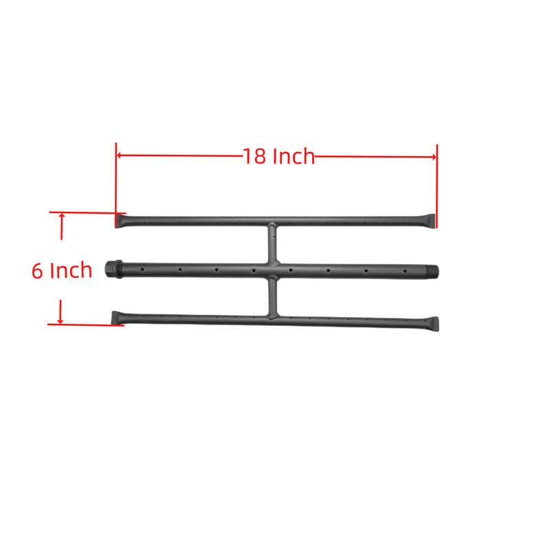 Americangaslogs 12-42 inch Rectangular Gas Logs Set with iron H-Burner, Three-Pipe Fireplace Burner and Fire Pit burner for Natural Gas and Propane (18 inch)