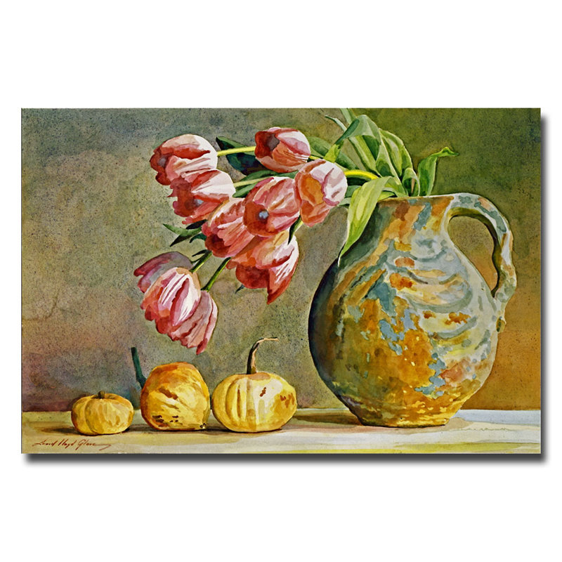 «Soft Tulips in the Pottery», reproduction sur toile tendue, H 16 po x l 24 po x P 2 po