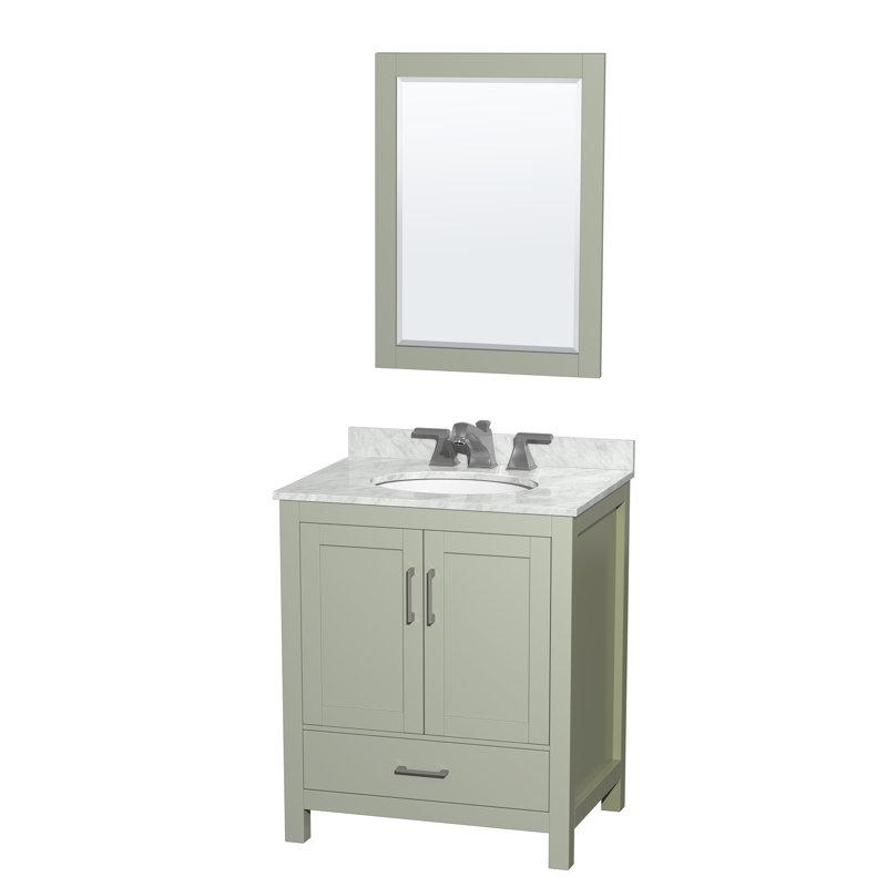Sheffield 30" Single Bathroom Vanity Set with Mirror, Light Green