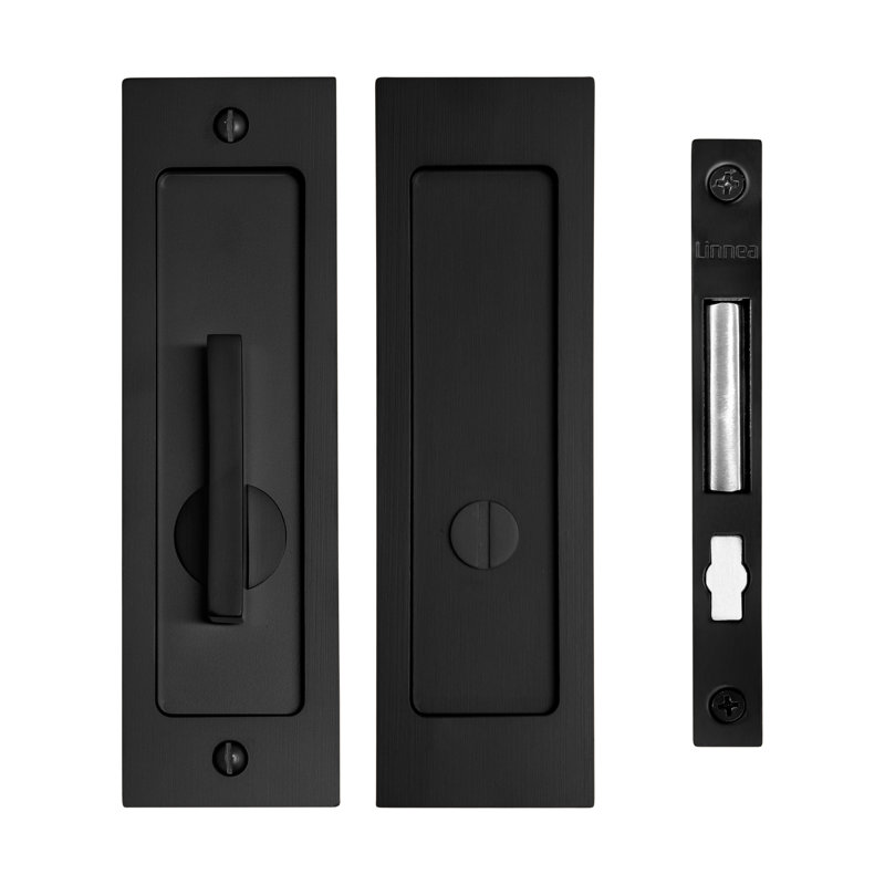 Pocket Door Lock with ADA Knob, Satin Black