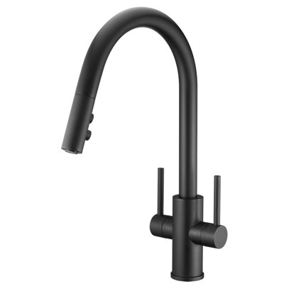 Robinet d'évier de cuisine extractible, robinet de cuisine à poignée double 