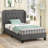 Twin Size Bed Frame With Button Tufted Wingback Headboard Wooden Slats Support