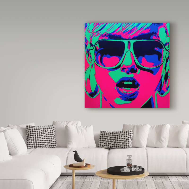 « pop star rose green », reproduction d’impression sur toile tendue, H 18 po x l 18 po x P 2 po