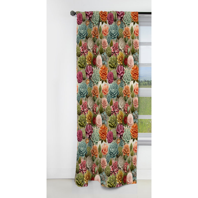 Motif botanique moderne I succulents - rideau à motif floral - 1 panneau, L 52 po x L 120 po