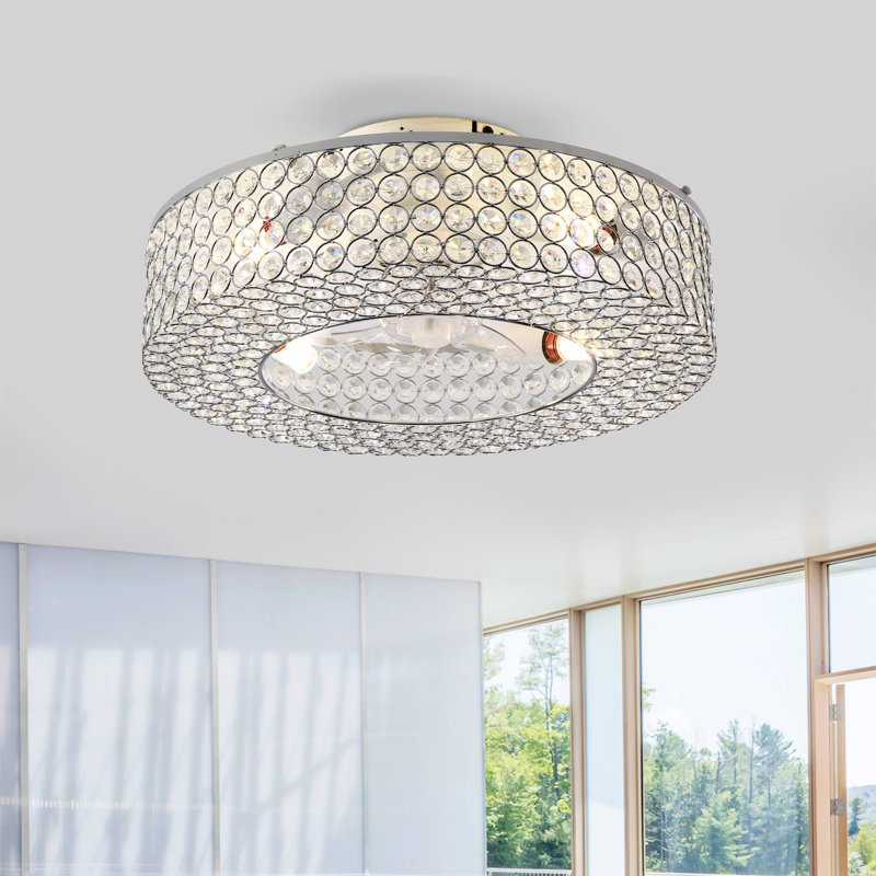 Ventilateur de plafond encastré en cage 20 po avec lumières et télécommande