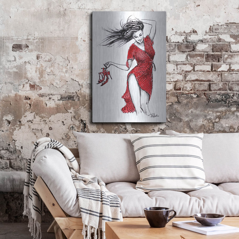 «Scarlet Days» par Loui Jover, art mural en métal, H 36 po x l 24 po
