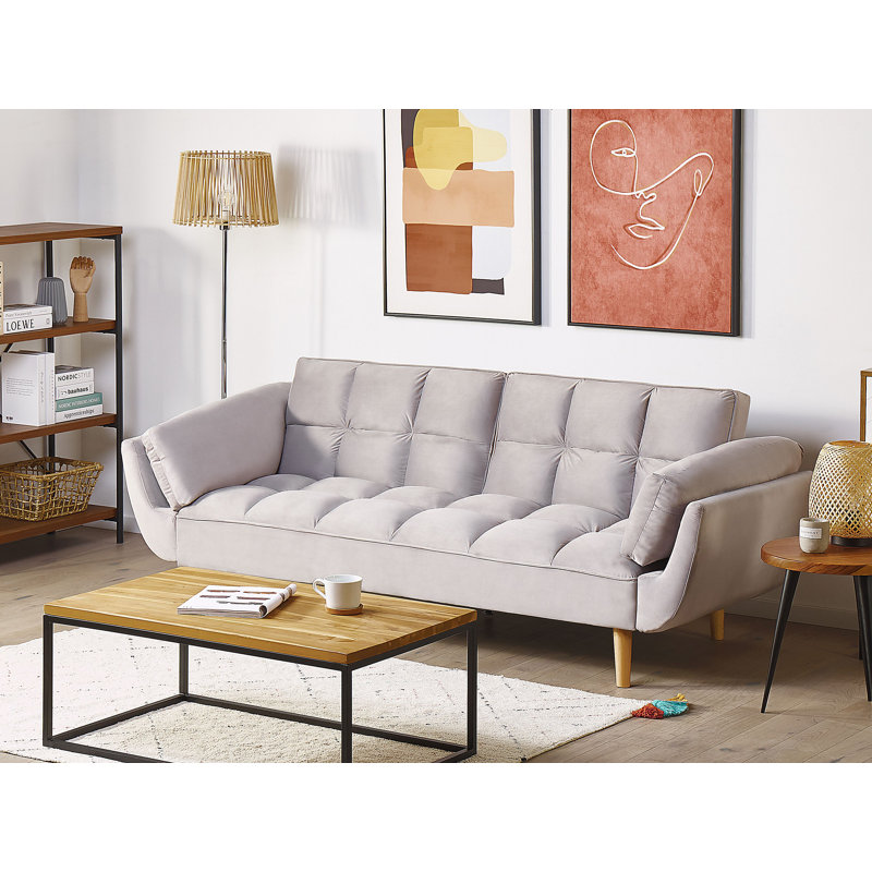 Weyburn 3 Seater Velvet Sleeper, Light Grey