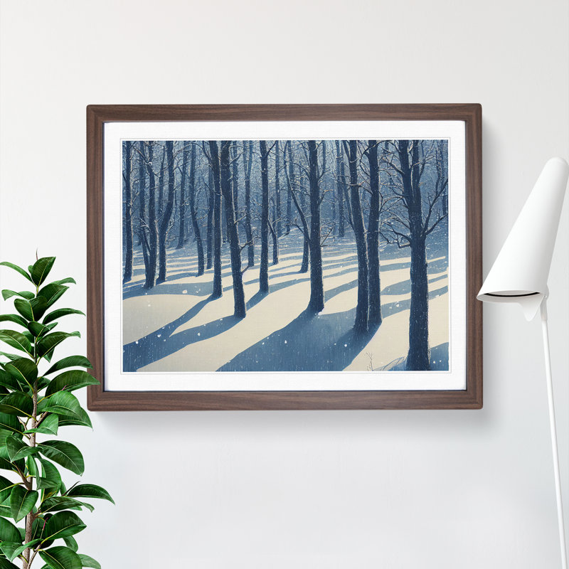 Creative Winter Forest - Single Picture Frame Painting, 46cm H x 64cm W x 2cm D, Walnut